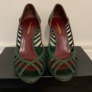 Green python heels BCBG